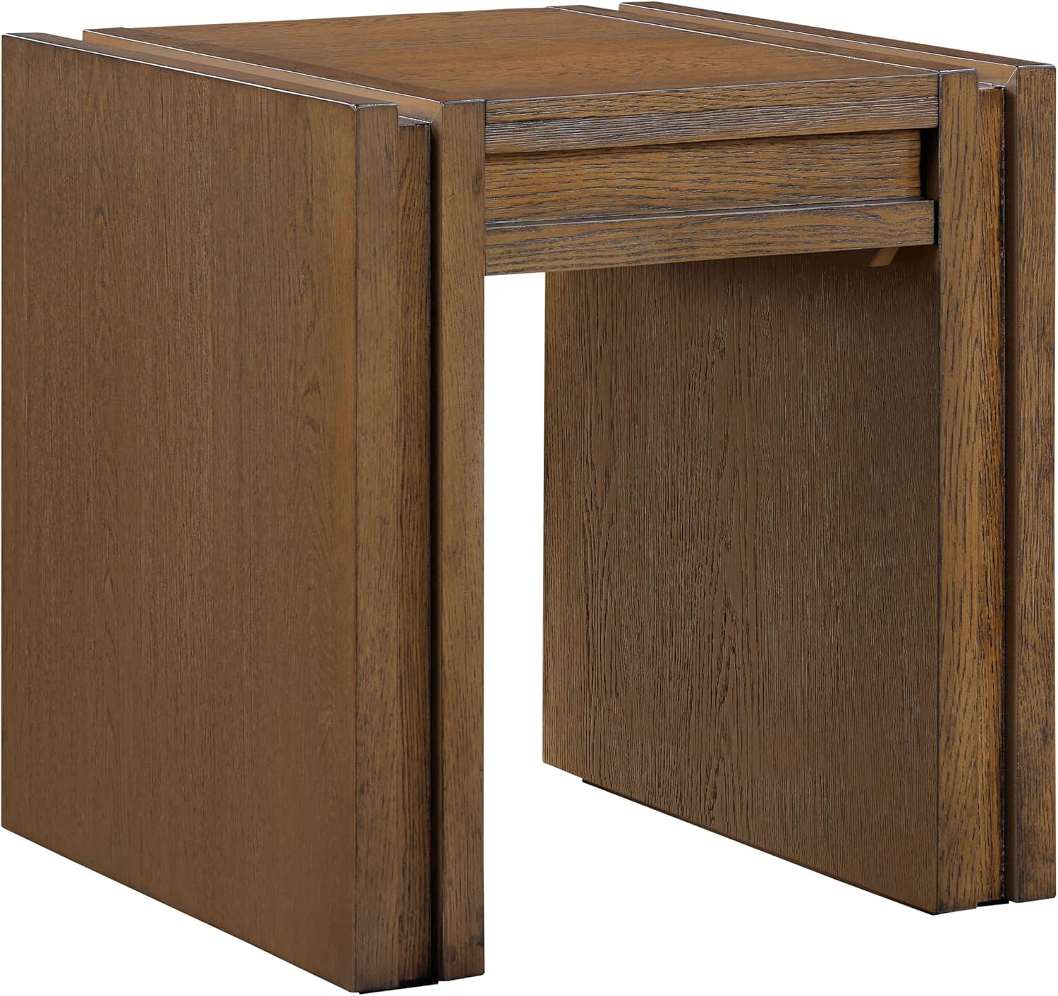 Meridian Furniture 232Brown-E Stanton Collection Modern | Contemporary End Table with Rich Brown Walnut with White in The Grooves, Solid Wood, Oak Veneer, 20" W x 20" D x 22" H, Brown | Amazon (US)