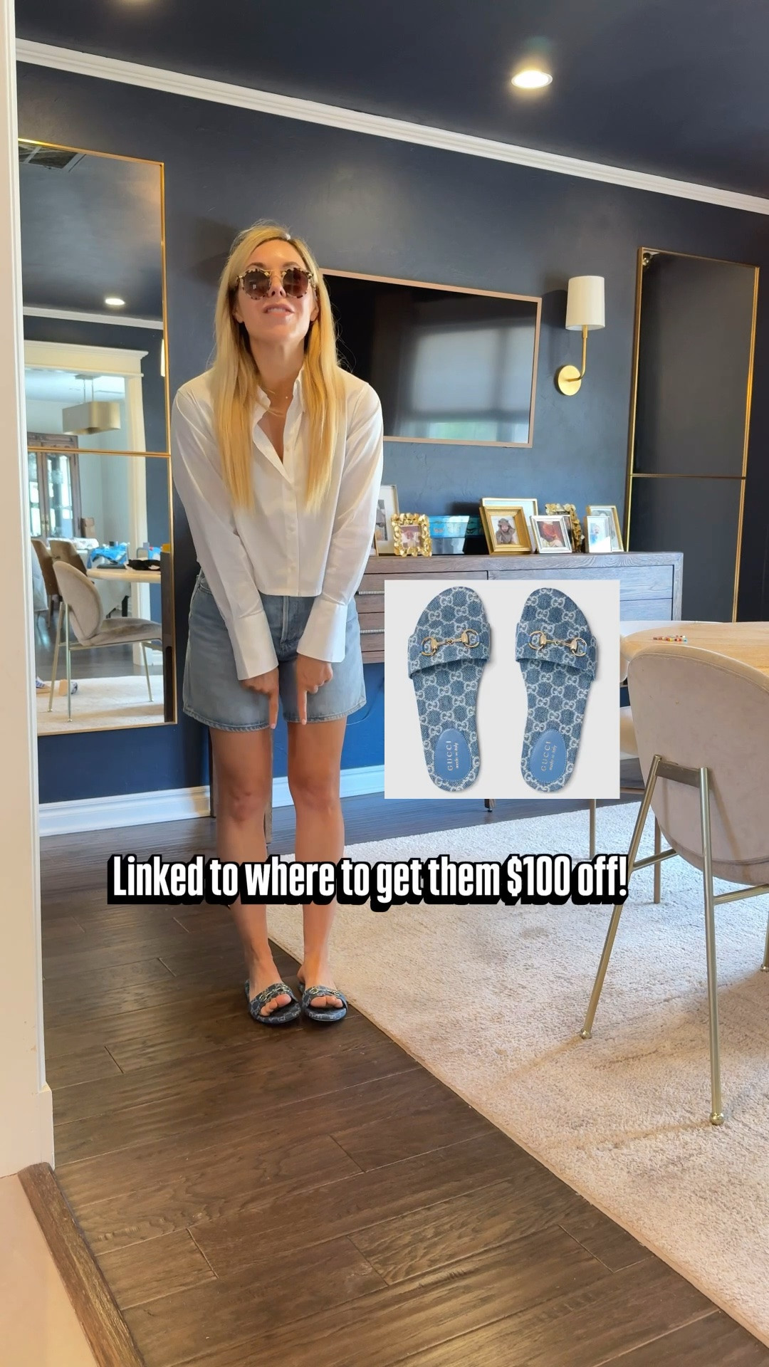 Cropped button down 
Denim shorts 
Gucci shorts

#LTKdayinmylife #LTKootd #LTKgrwm