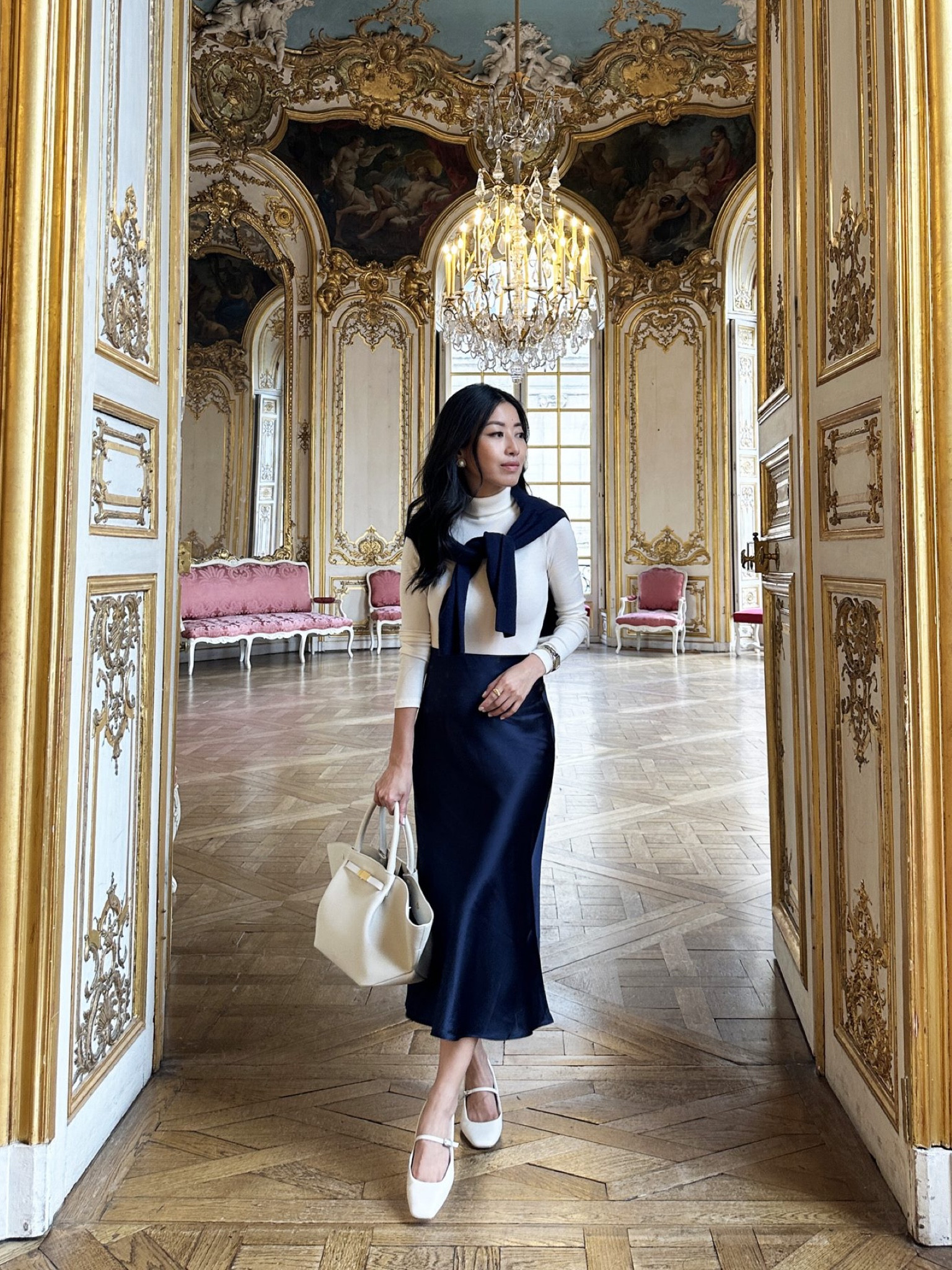 Early Fall transitional outfits 
• Madewell turtleneck xxs 

• Quince 100% silk midi slip skirt xs - worn with Uniqlo shaper shorts underneath  The xs skirt measures 22.5” across the waist (elastic) and 28 to 29” in length. 

• Over the shoulders: $50 cashmere sweater xs, classic fit with sleeves just a little long on me so I usually wear them casually pushed up.

• Dolce Vita flats 5.5 - linked similar Target dupe

• Demellier bag

#petite work outfits 

#LTKSeasonal #LTKtravel #LTKworkwear