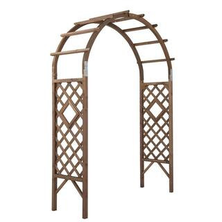 85 in. x 61 in. Wooden Garden Arbor Wedding Arch, 7 ft. Arch Backdrop Stand for Ceremony Wood Trellis for Plant Climbing | The Home Depot