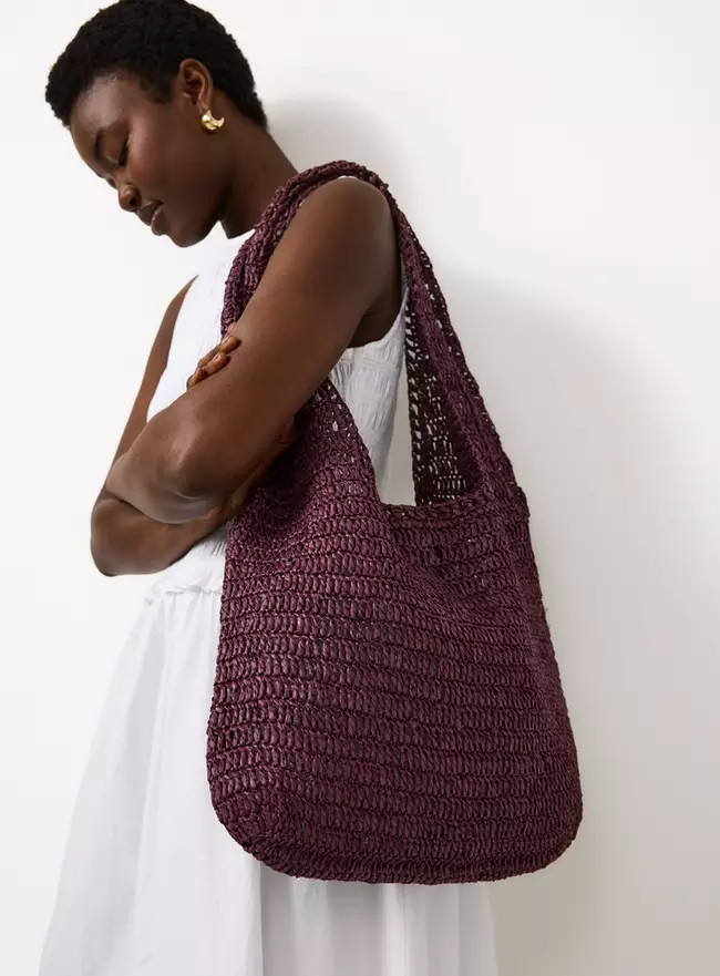 Buy Plum Slouchy Straw Shoulder Bag One Size | Bags | Tu | Tu Clothing
