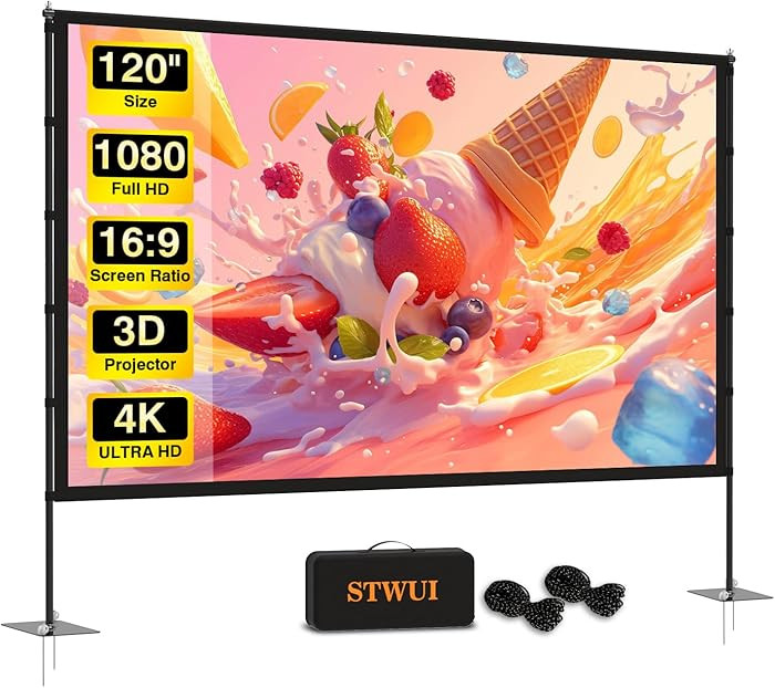 Outdoor-Projector-Screen-with-Stand - 120 inch Portable Projector Screen Indoor Outdoor Projector... | Amazon (US)