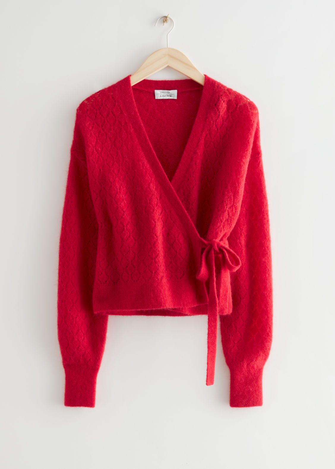 Pointelle Knit Wrap Cardigan - Red | & Other Stories US