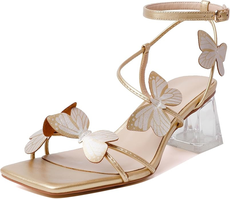 Zamikoo Women's Heeled Sandals Square Open Toe Ankle Strap Block Heels Strappy Clear Heels Chunky... | Amazon (US)