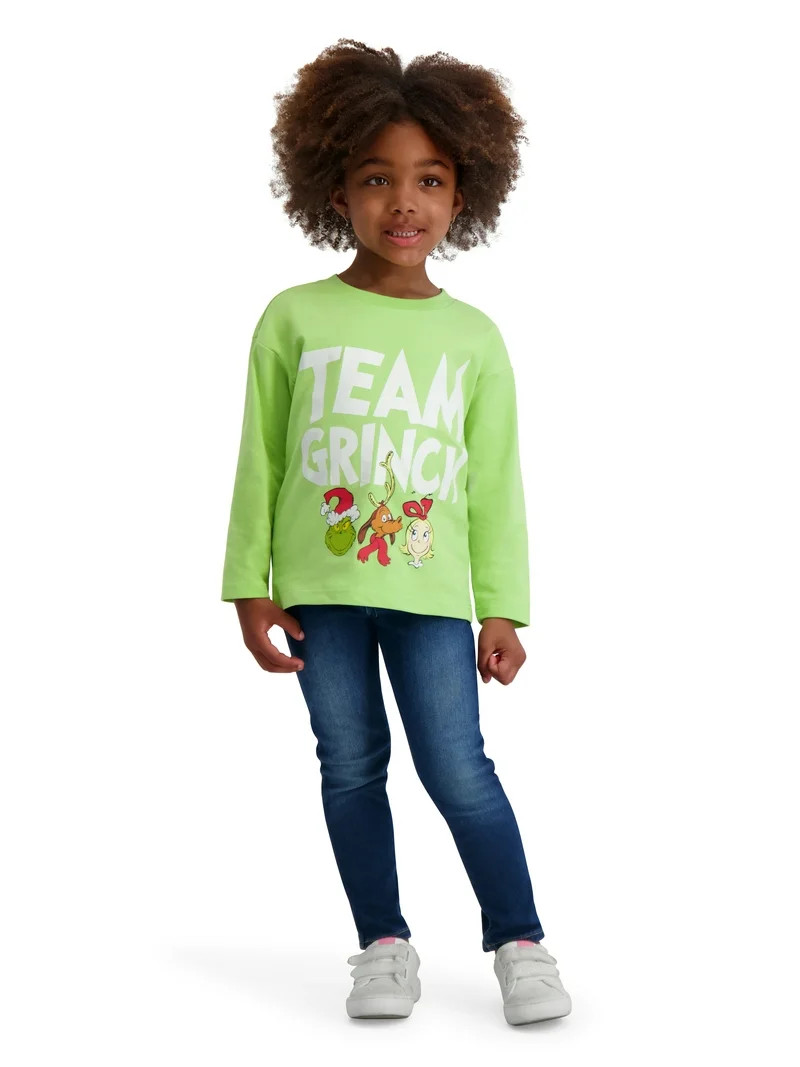 Dr. Seuss The Grinch Toddler TEAM GRINCH Long Sleeve Tee Shirt, Sizes 12M-5T | Walmart (US)
