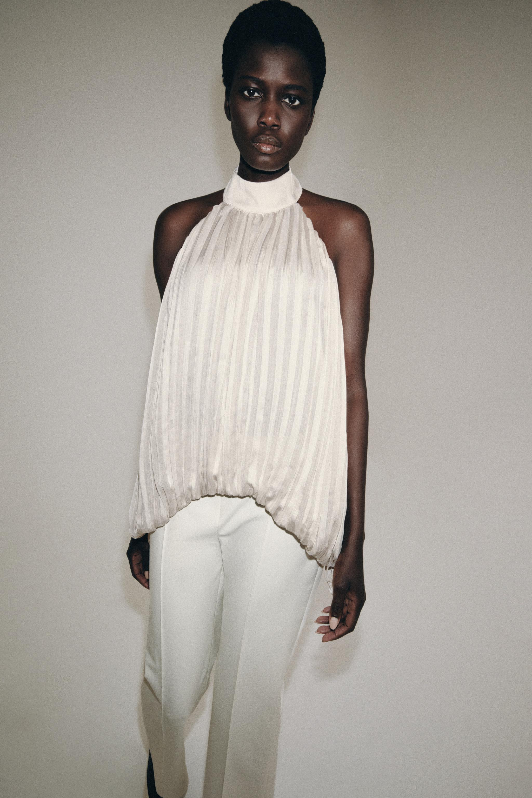 ZW COLLECTION PLEATED HALTER TOP | Zara US