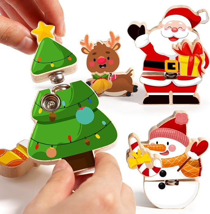 HUZU Christmas Snap Together Building Blocks Toy, Santa, Reindeer, Snowman, Christmas Tree Take A... | Amazon (US)