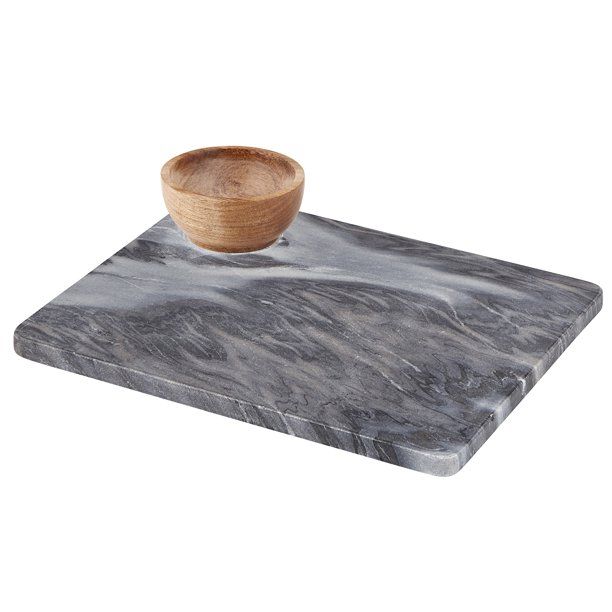 11" x 13" Gray Marble Tray With Small Bowl | Walmart (US)