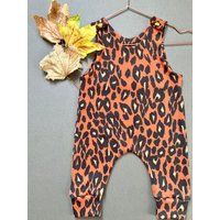 Burnt Orange/Tanned Romper Animal Print Autumnal Colours Baby Romper Kids Romper Unisex Baby Girl Ba | Etsy (US)