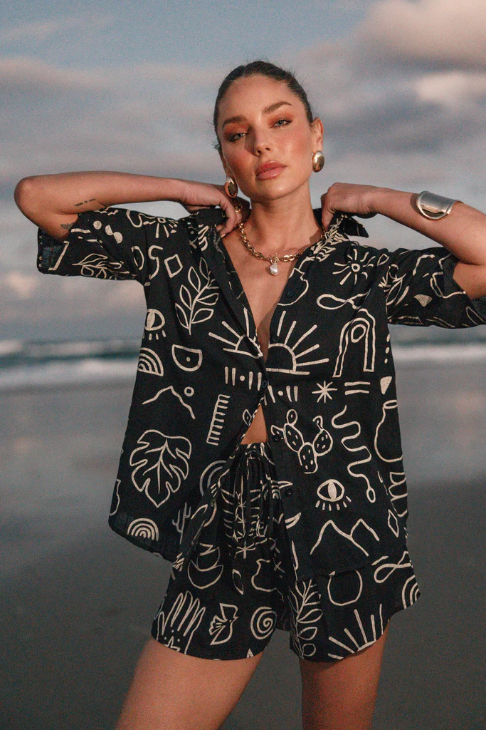 Isabella Short Set - Black Beige | Petal & Pup (US)