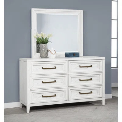 Loane 6-drawer Dresser With Mirror Distressed White | Wayfair North America