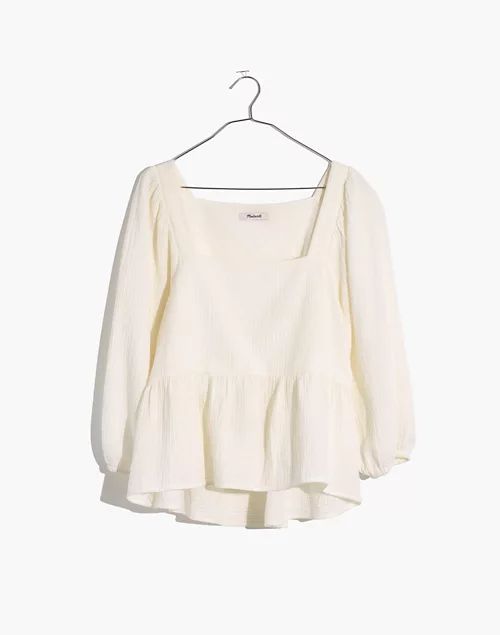 Lightspun Puff-Sleeve Peplum Top | Madewell