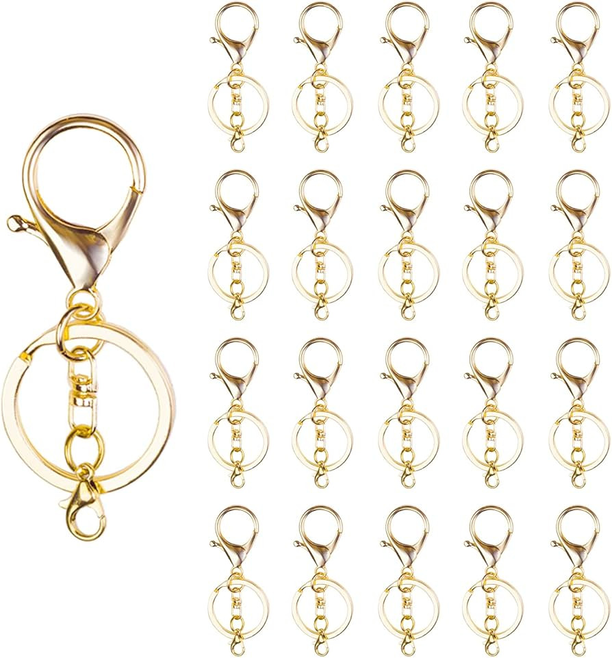 20sets Golden Lobster Claw Clasps Hook with Flat Split Keychain Ring with Swivel Trigger Clip wit... | Amazon (US)
