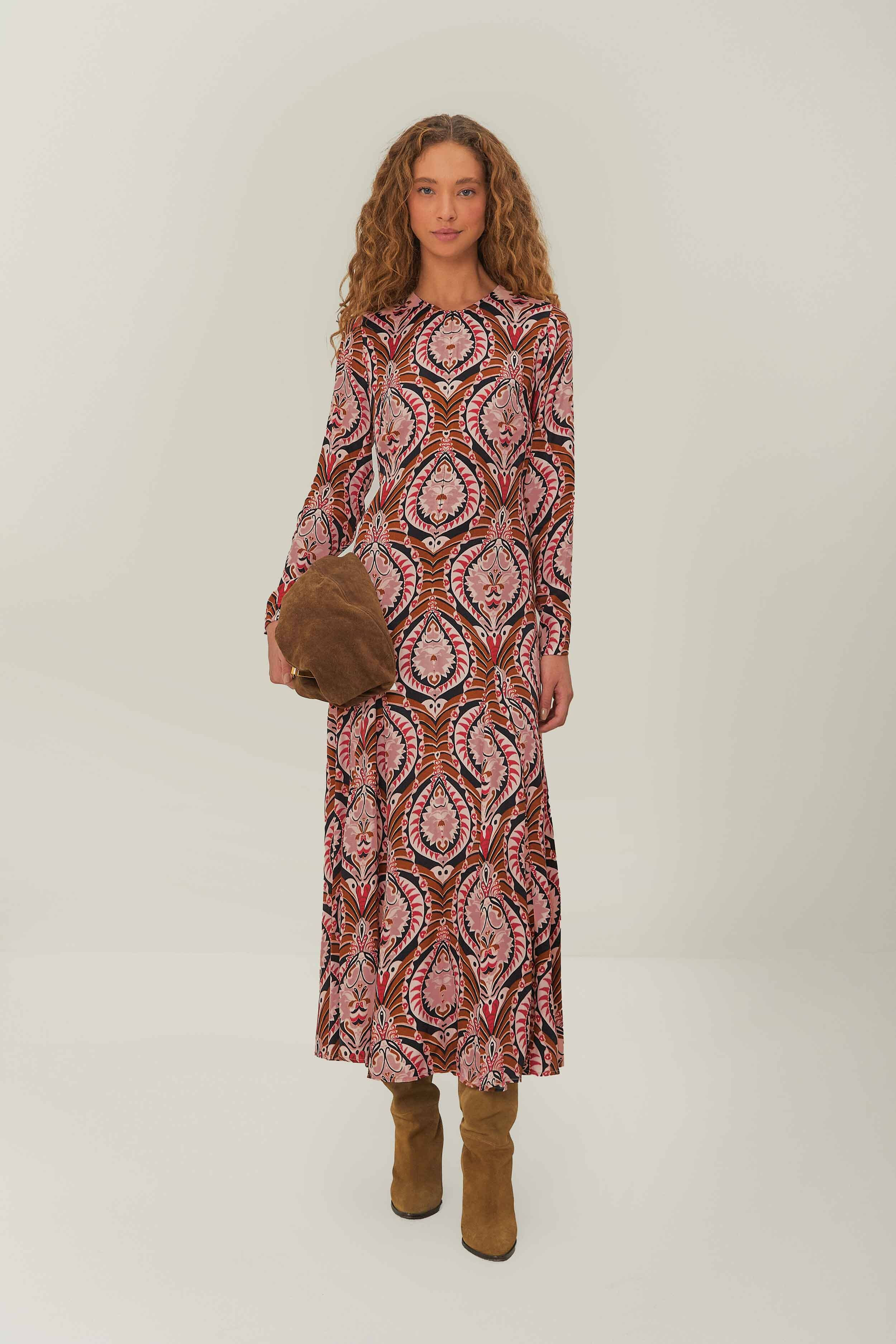 Brown Pineapple Jewelry Midi Dress | FarmRio (US)