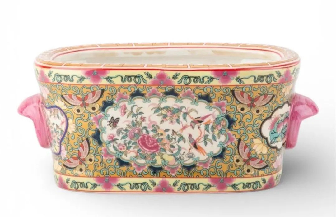 Porcelain Rose Medallion Small  Oval planter | Etsy (US)