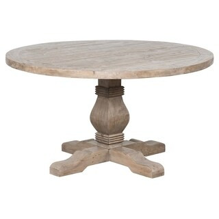 Round Reclaimed Wood Dining Table with Trestle Base, Weathered Brown | Overstock.com Shopping - T... | Bed Bath & Beyond