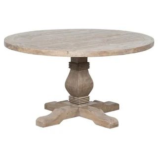Round Reclaimed Wood Dining Table with Trestle Base, Weathered Brown | Overstock.com Shopping - T... | Bed Bath & Beyond