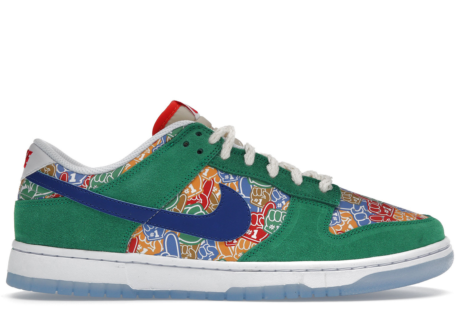 Men's Nike Dunk Low Foam Finger Sneakers in Stadium Green/White/University Red | StockX