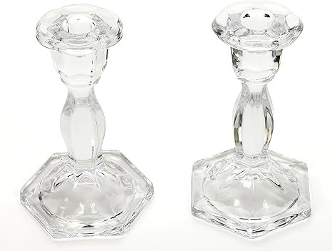 Hosley Set of 2 Glass Taper Candle Holders 5.9 Inch High Ideal Gift for Weddings Party Spa Gifts ... | Amazon (US)