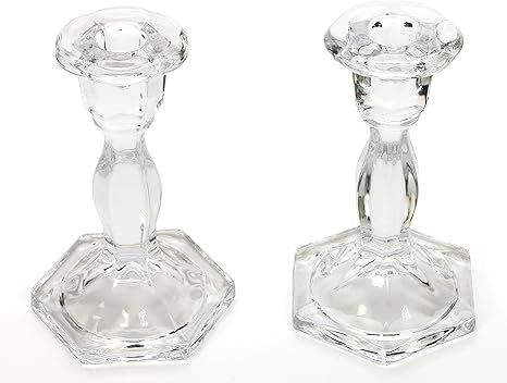 Hosley Set of 2 Glass Taper Candle Holders 5.9 Inch High Ideal Gift for Weddings Party Spa Gifts ... | Amazon (US)