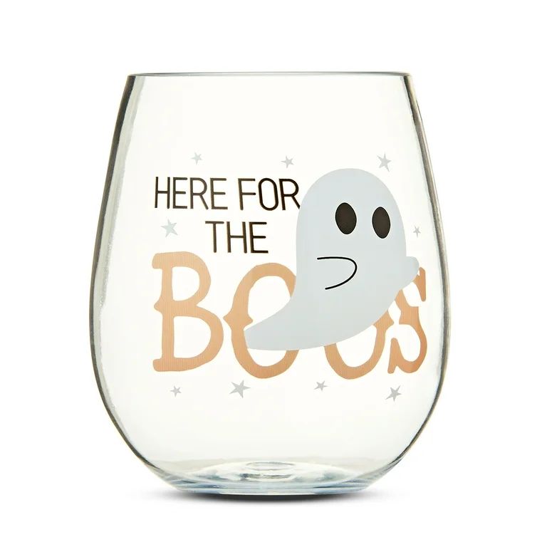 Halloween Here for the Boos Plastic Stemless Wine Glass, by Way To Celebrate | Walmart (US)