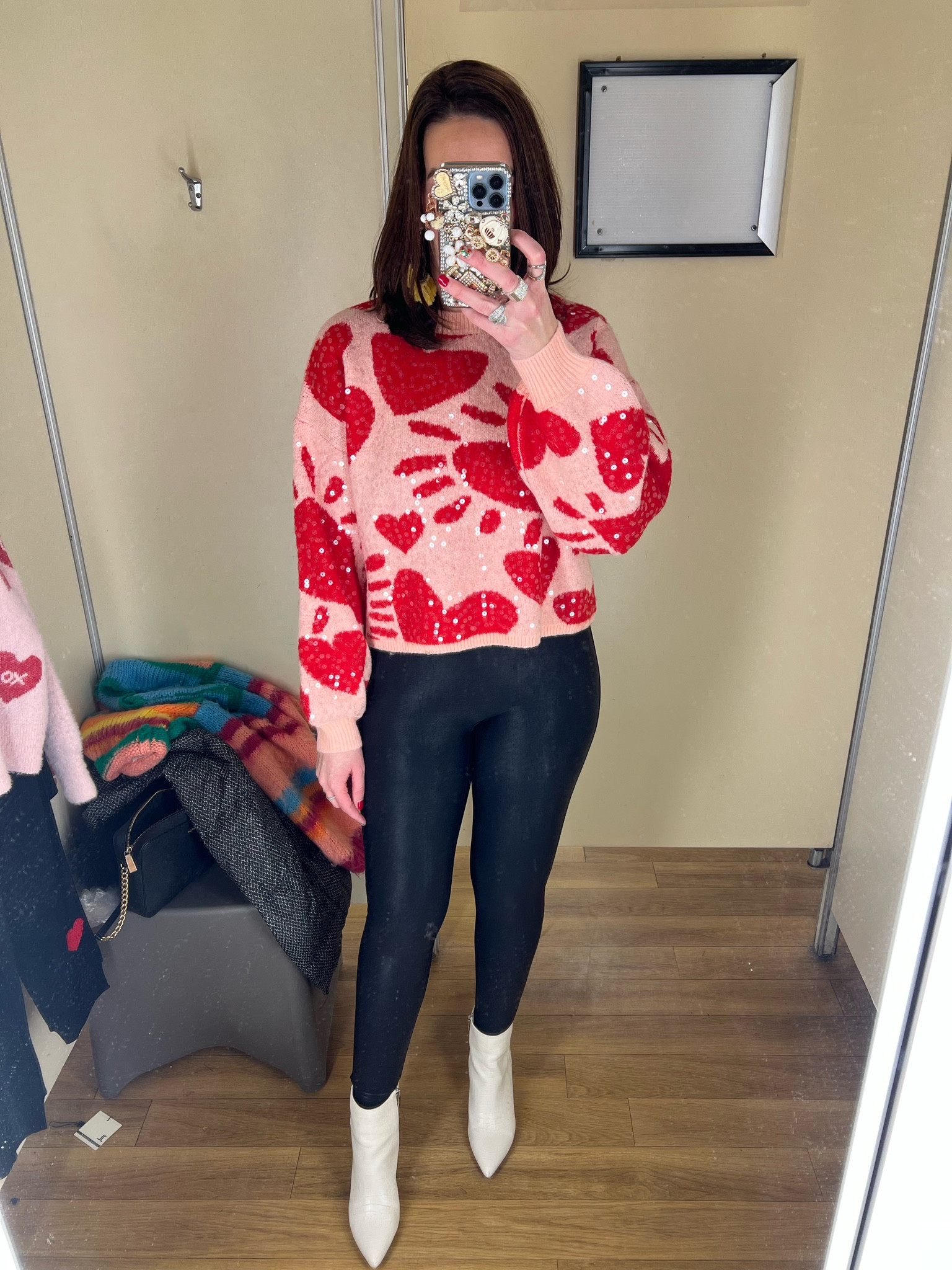 Pink and red cropped heart sweater (small). Black faux leather leggings (small). White boots (8.5). #sweater #sweaters #redsweater #pinksweater #heartsweater #blackleggings #leggings #fauxleatherleggings #whiteboots #boots #valentinesdayoutfit #winteroutfit Valentine’s Day Outfit Winter Outfit

#LTKStyleTip #LTKFindsUnder100 #LTKSeasonal