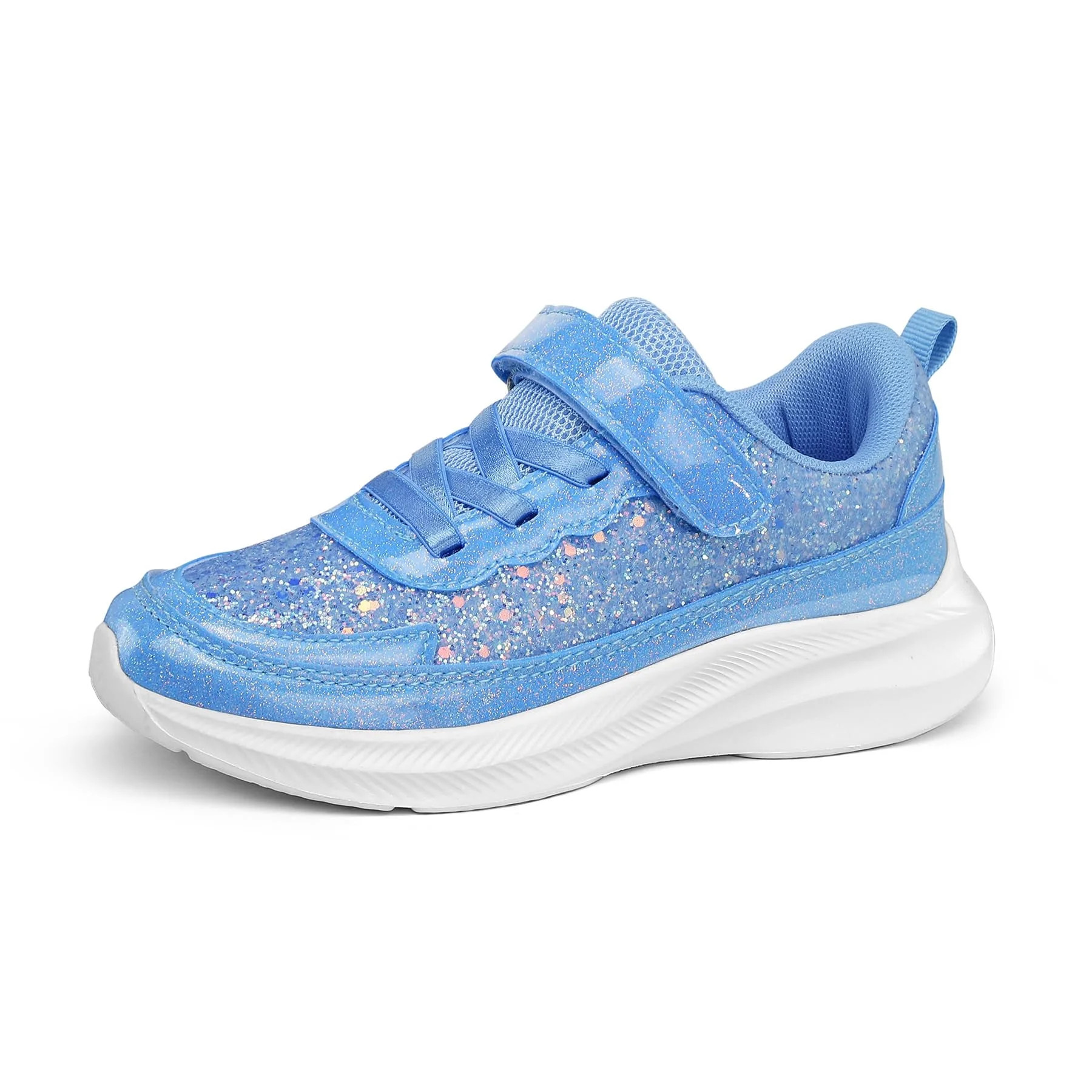 Kushyshoo Girls Blue Glitter Sneakers Lightweight Kids Sparkle Tennis Shoes with Hook and Loop fo... | Walmart (US)