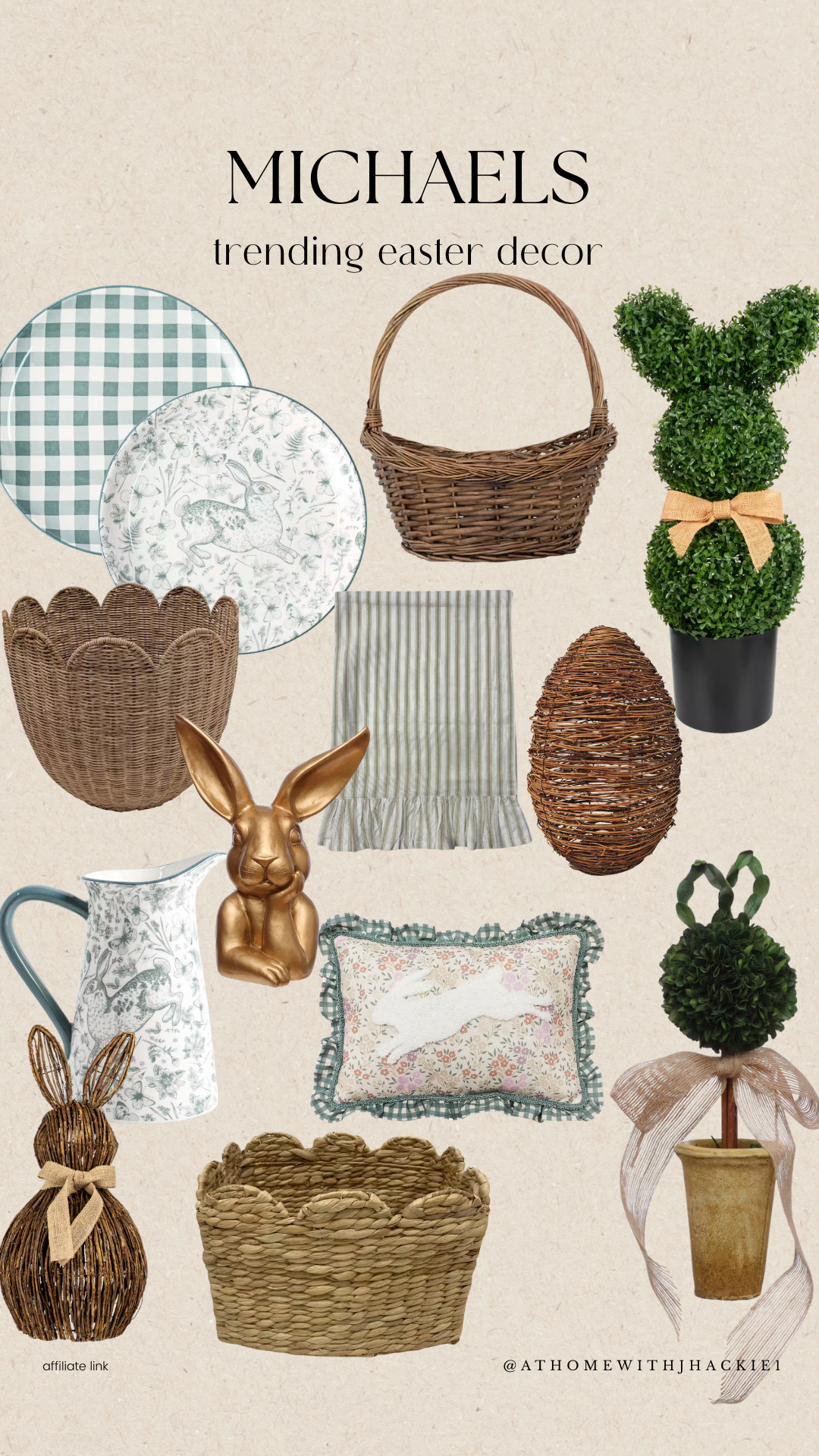 Michaels easter decor, easter home decor neutral, bunny decor michaels, wicker easter basket, gingham easter plates, floral rabbit decor, topiary bunny, spring table decor ideas, woven decorative basket, gold bunny figurine, easter throw pillow floral, pastel easter decor, cottagecore easter decor, spring entertaining decor, affordable easter decorations 

 

#LTKSeasonal #LTKHome