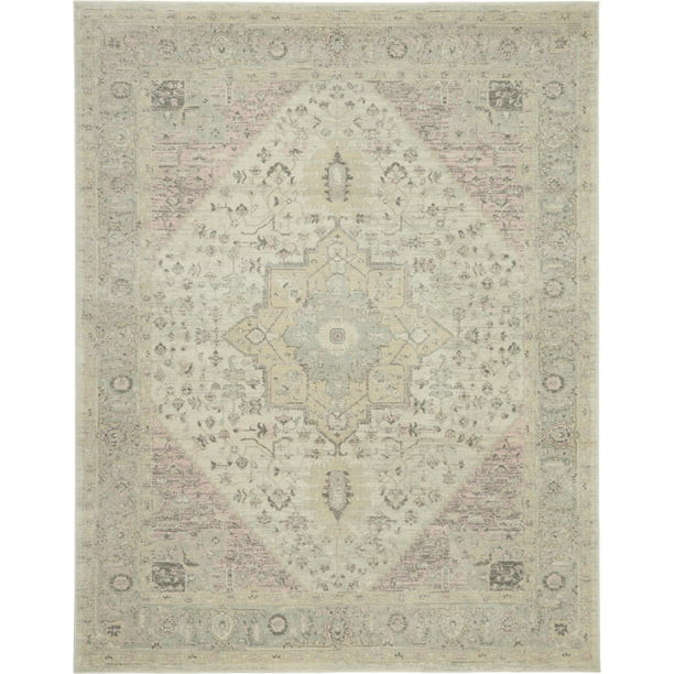Nourison Tranquil Kashan Center Medallion Ivory/Pink Area Rug | Walmart (US)