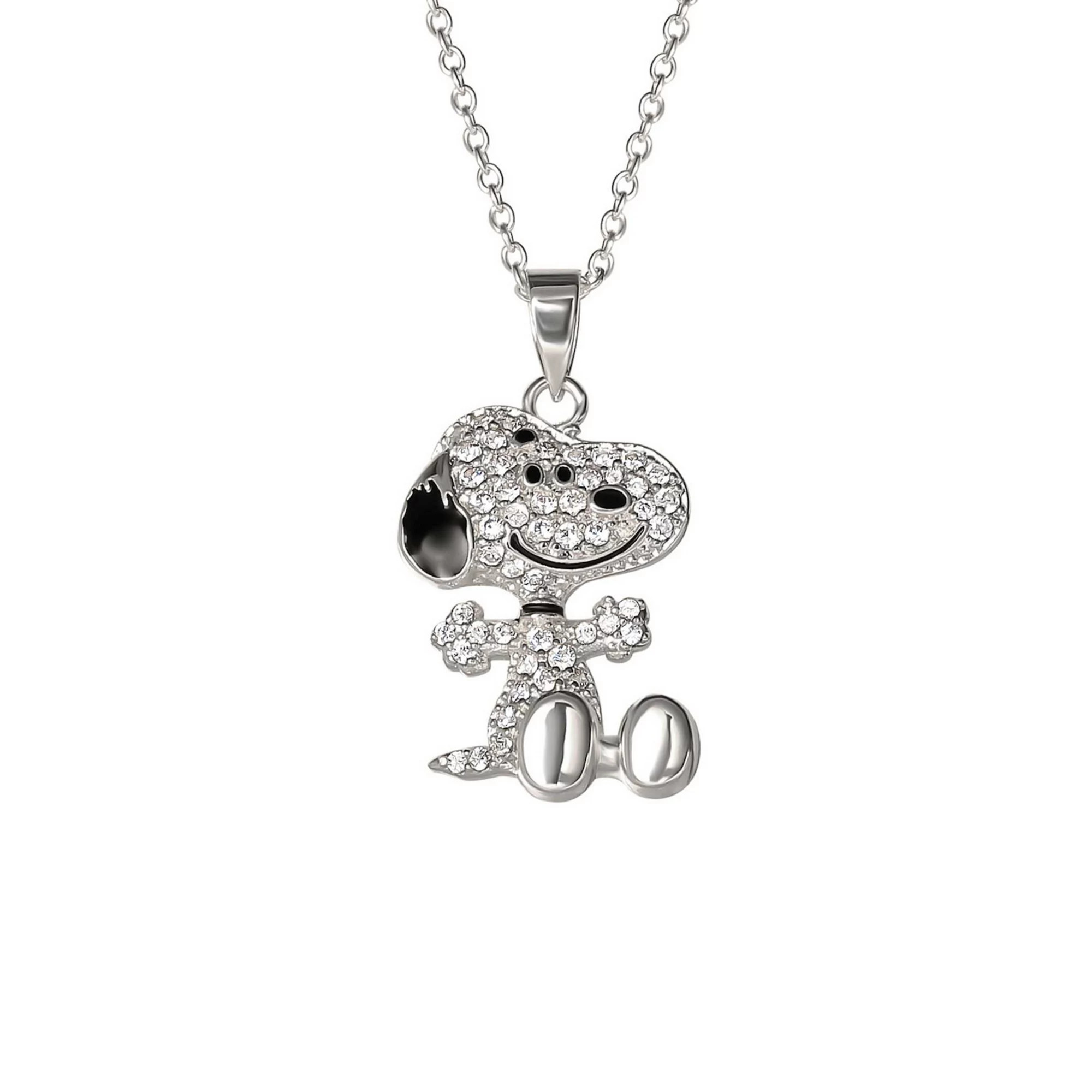 Peanuts Snoopy Sterling Silver Cubic Zirconia 3D Pave Pendant Necklace | Kohl's