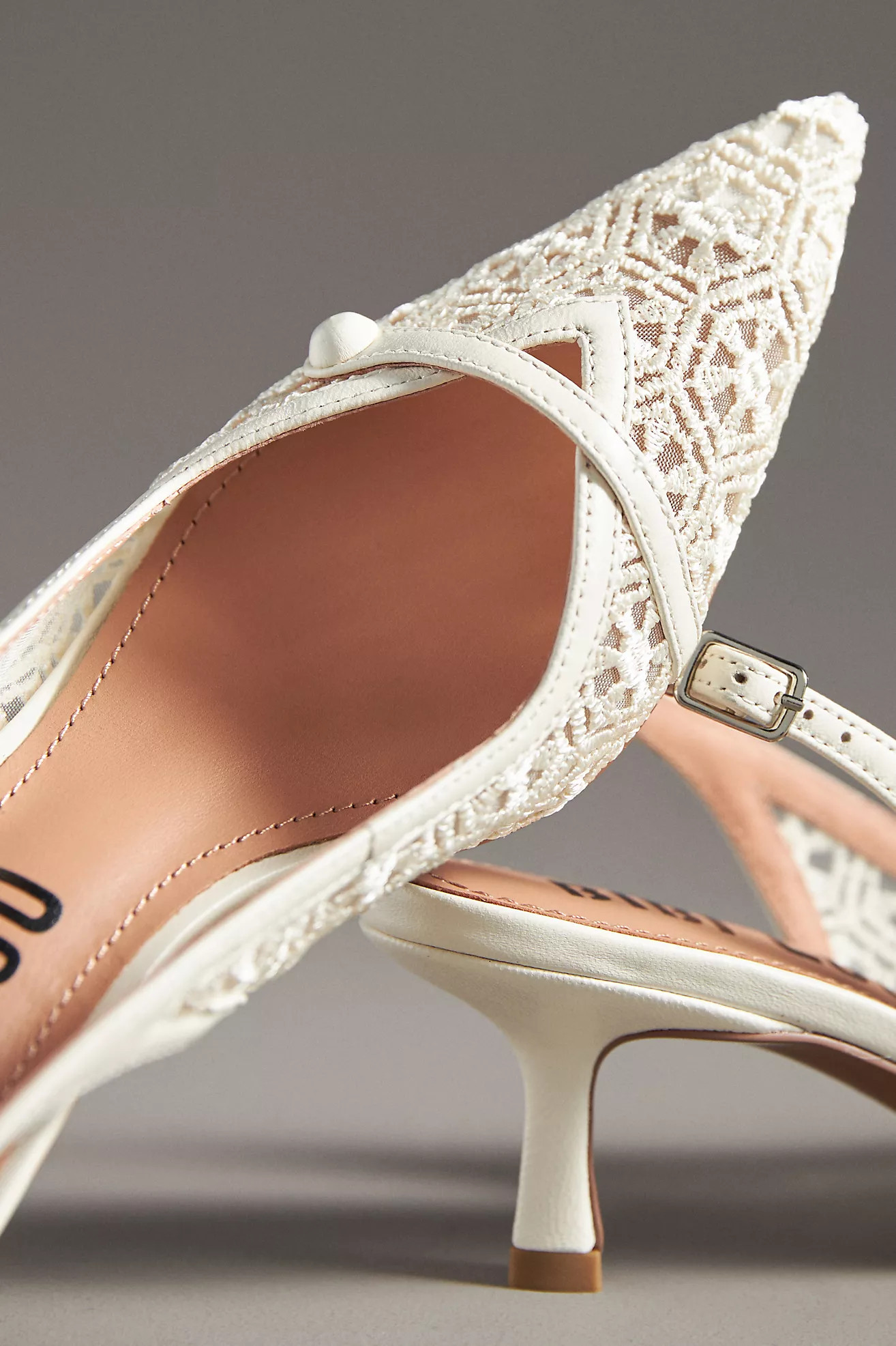 Bibi Lou Embroidered Mesh Slingback Kitten Heels | Anthropologie (US)