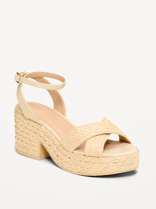 Raffia Platform Sandals for Women | Old Navy (US)