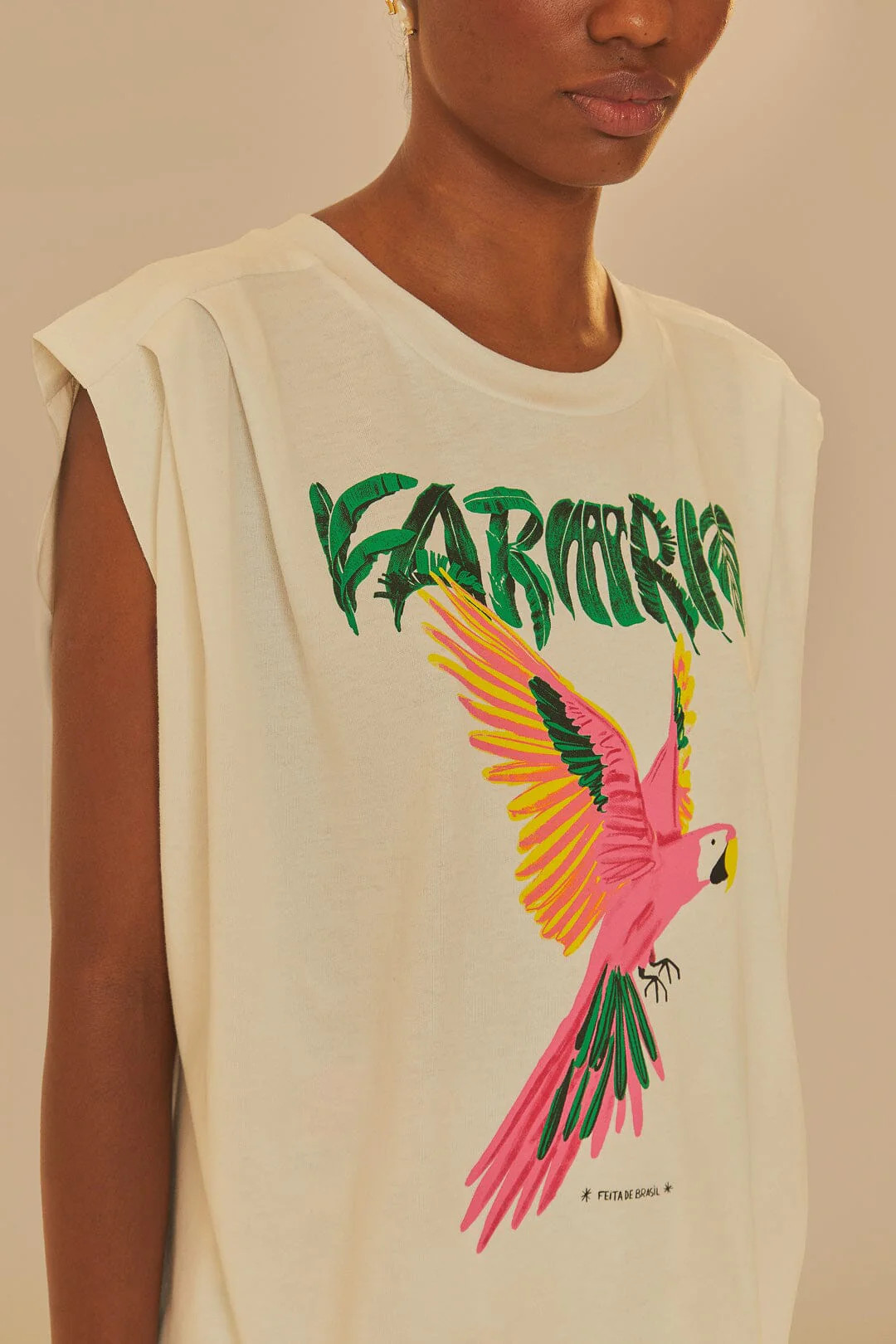 Off-White Farm Rio Pleat Organic Cotton T-Shirt | FarmRio (US)