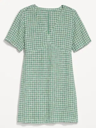 Short-Sleeve V-Neck Mini Shift Dress | Old Navy (US)