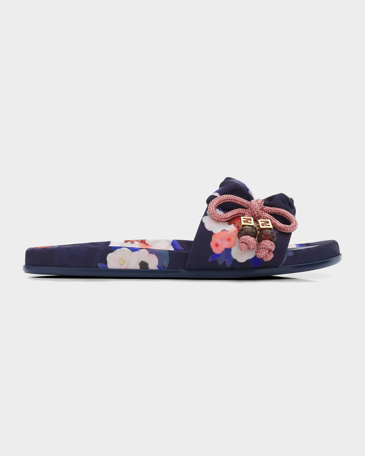 Feel Floral Satin Jacquard Slides | Neiman Marcus