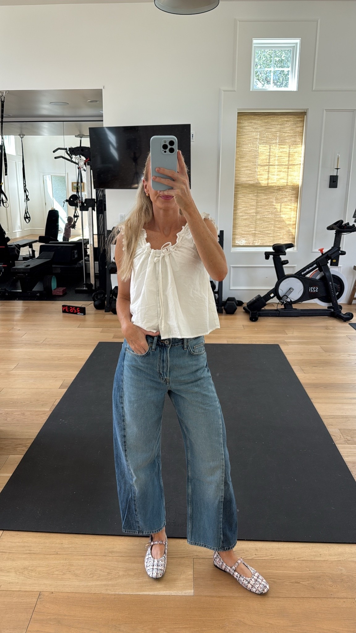 Wearing a small in the top. Size 2 in the jeans. Shoes run TTS.

#LTKgrwm #LTKootd #LTKmomlife