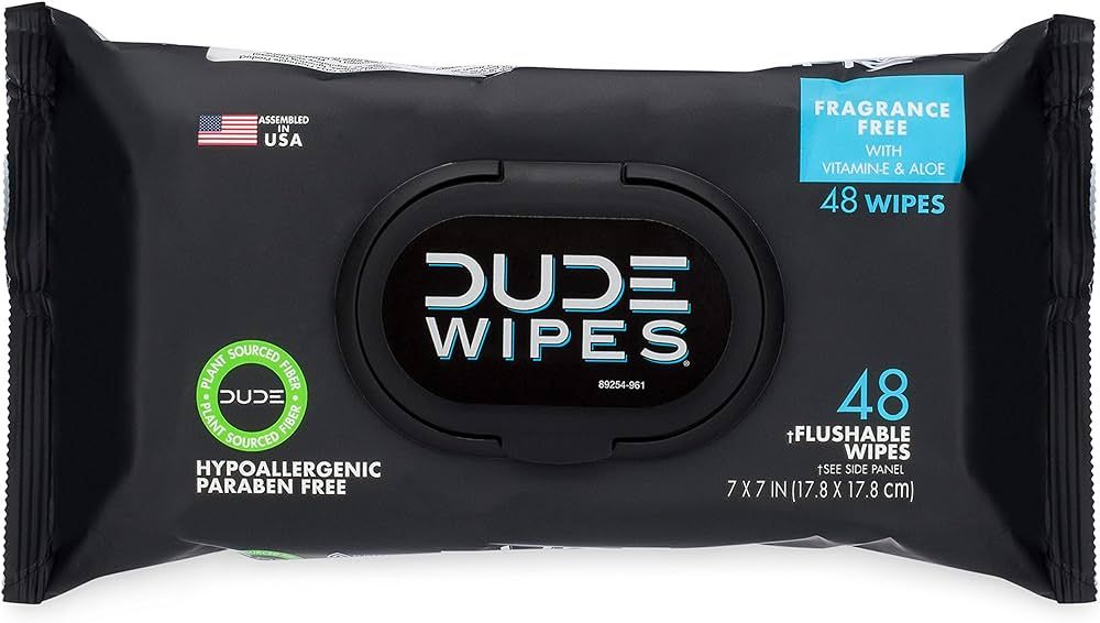 DUDE Wipes - Flushable Wipes Stocking Stuffers - 1 Pack, 48 Wipes - Unscented Extra-Large Adult W... | Amazon (US)