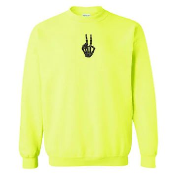 'Skeleton Peace Sign' Crewneck Sweatshirt | United Monograms