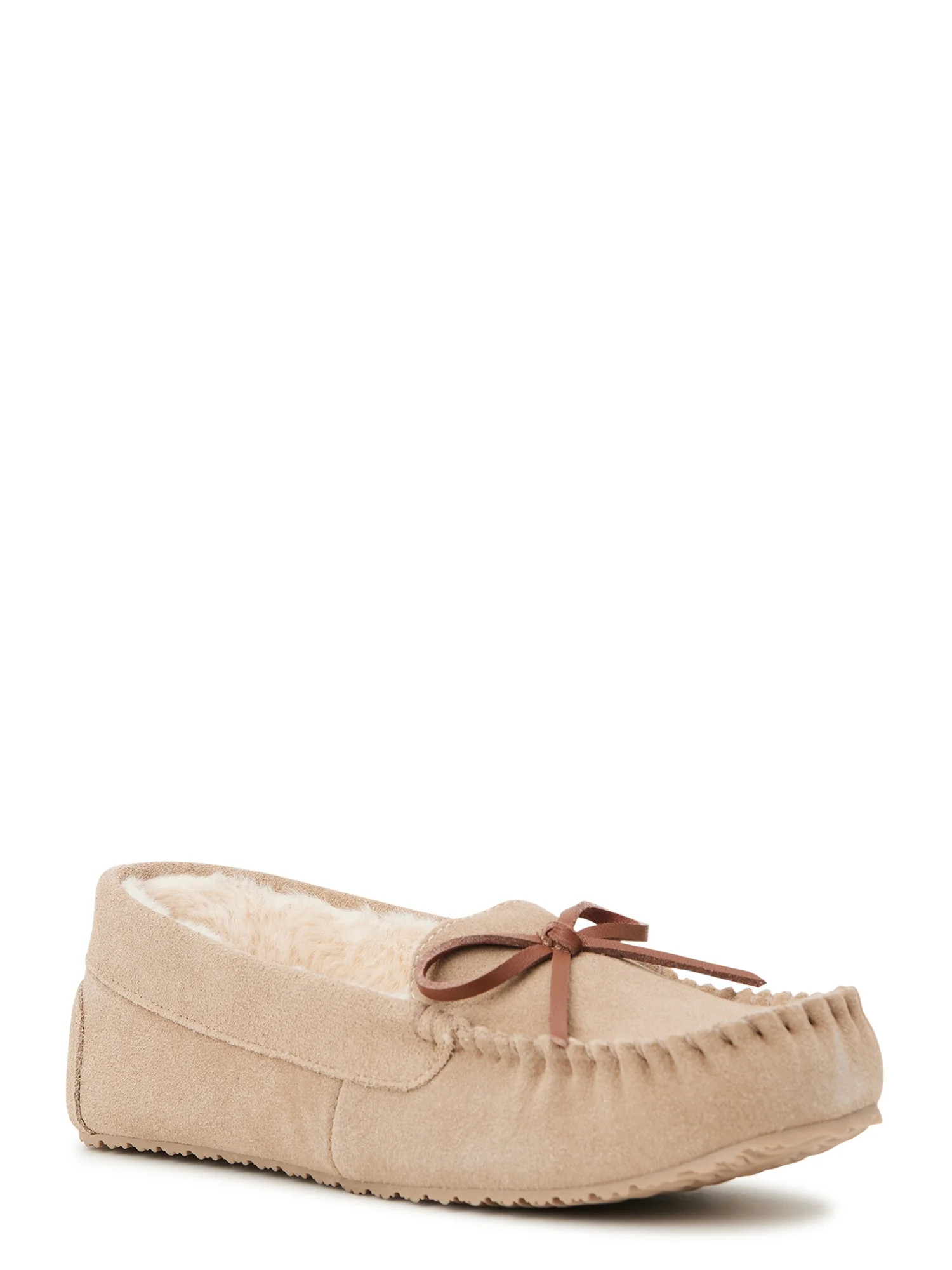 Joyspun Women's Genuine Suede Moccasin, Wide Width Available - Walmart.com | Walmart (US)