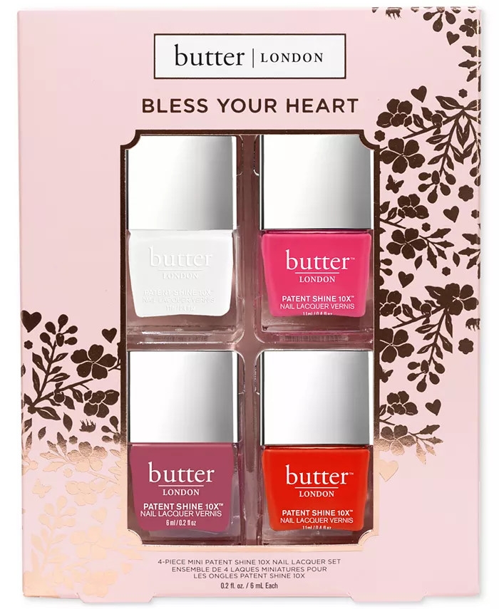 butter LONDON 4-Pc. Bless Your Heart Mini Patent Shine 10X Nail Lacquer Set - Macy's | Macy's
