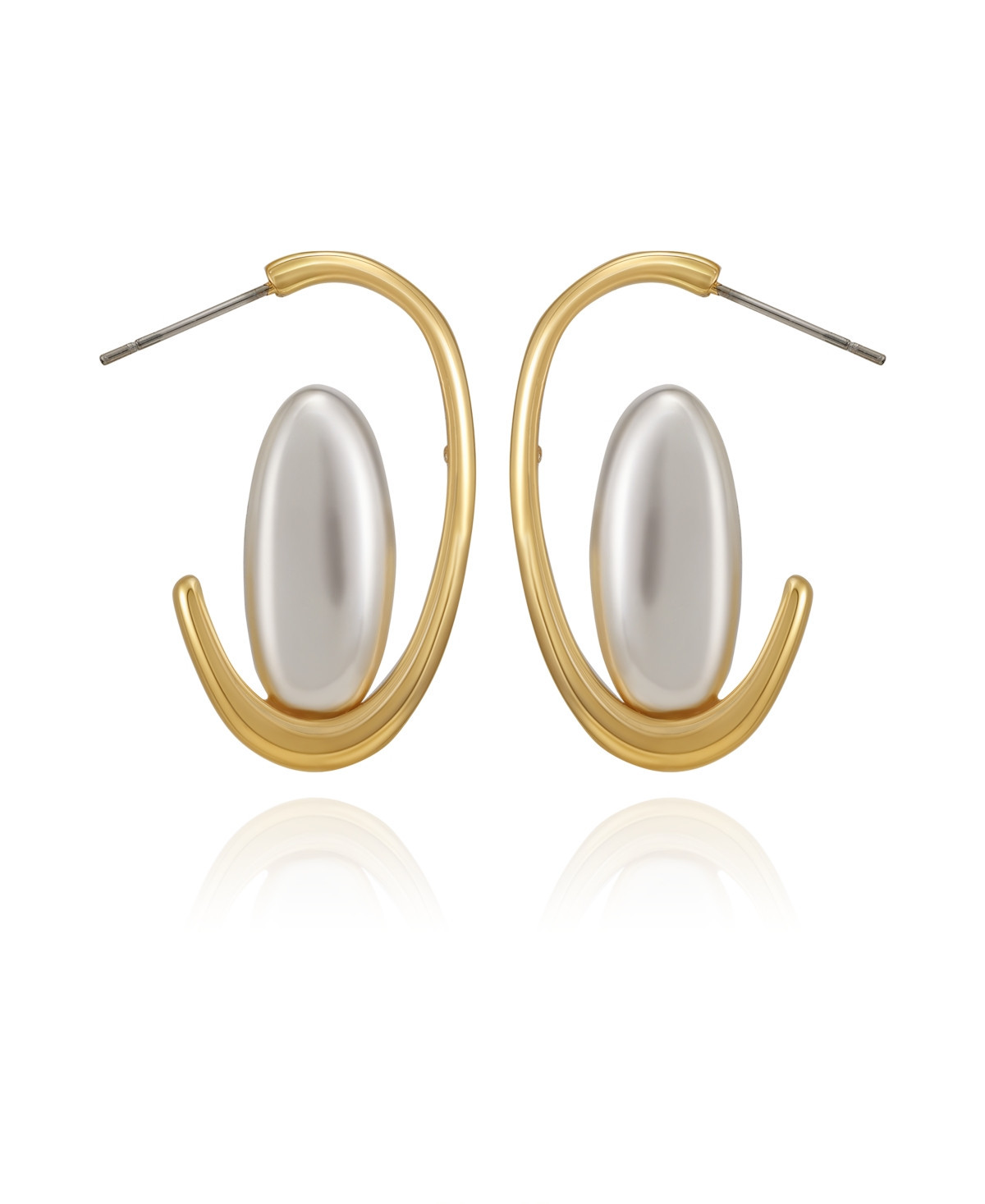 Guess Gold-Tone Classic Hoop Earrings - Gold/Mother of Pearl | Macy's