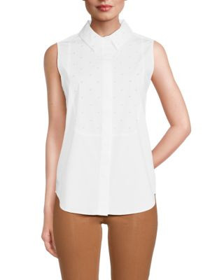 Faux Pearl Collared Shirt | Saks Fifth Avenue OFF 5TH