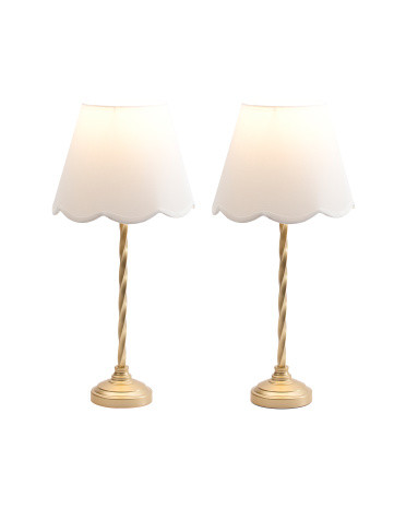 Set Of 2 22in Scalloped Shade Metal Table Lamps | TJ Maxx