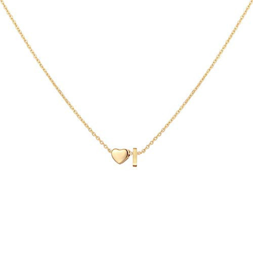Glimmerst Initial Heart Necklace 18K Gold Plated Stainless Steel Tiny Heart Letter I Necklace Personalized Monogram Name Necklace for Women | Amazon (US)