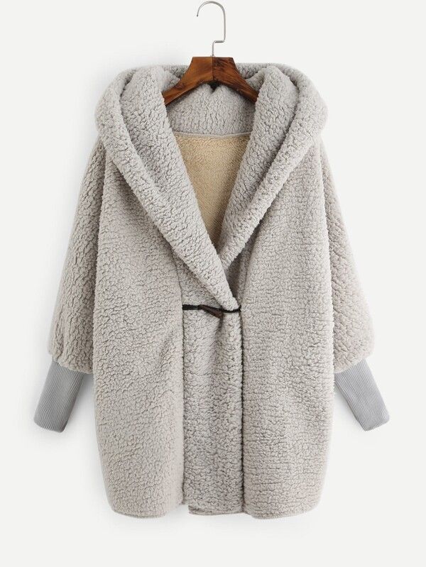 Hooded Fluffy Loose Coat | SHEIN