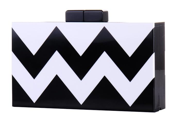 Women Acrylic Silver and Gold Box Clutch Purse Striped Evening Crossbody Bags | Amazon (US)