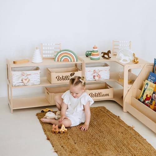 Montessori Bookshelf + Small Toy Shelf + Corner Toy Shelf, Wooden Shelf, Kids Bookcase, Toy Stora... | Amazon (US)