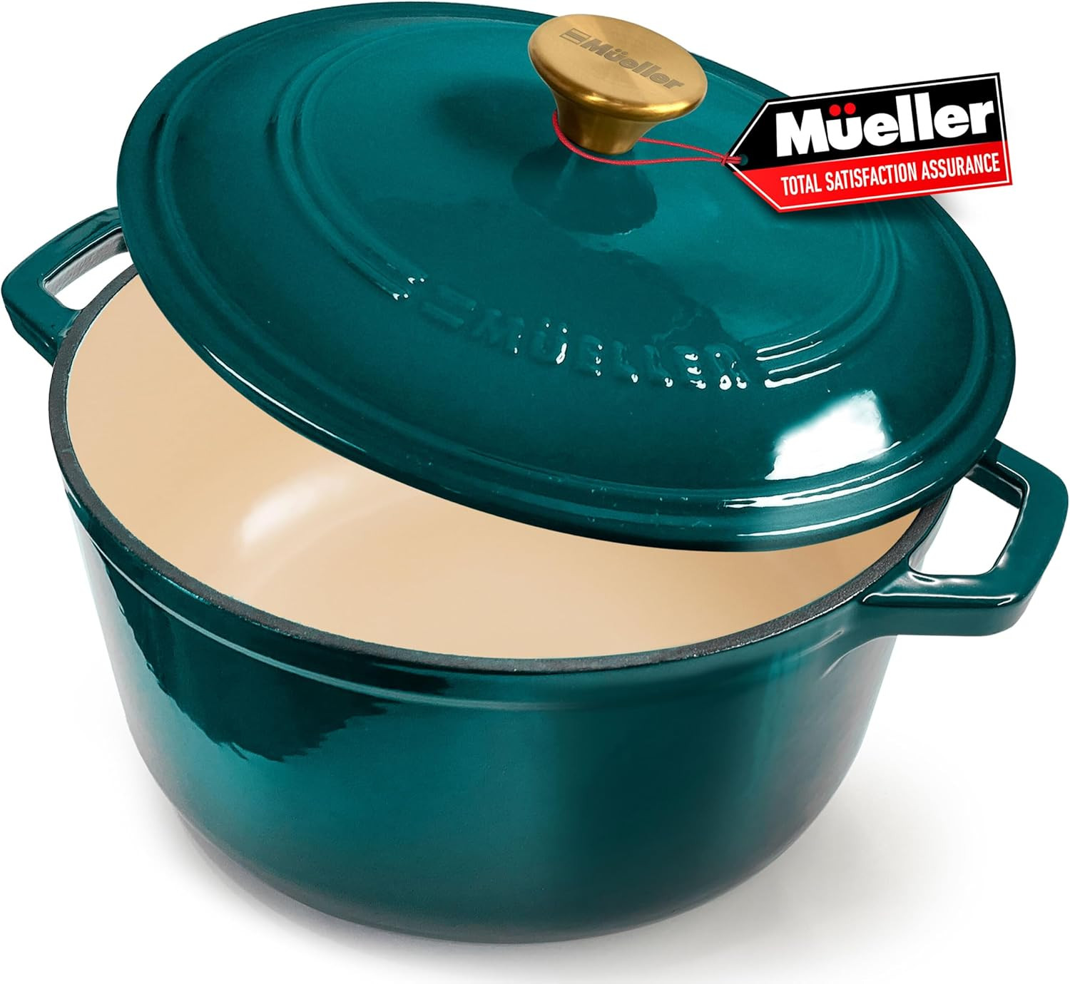 Mueller DuraCast 6 Quart Enameled Cast Iron Dutch Oven Pot with Lid, Heavy-Duty, Oven Safe up to ... | Amazon (US)