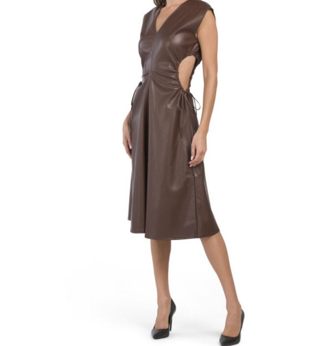 New 7 For All Mankind Brown Vegan Soft Leather cutout cowgirl Dress Stretchy M | eBay | eBay US
