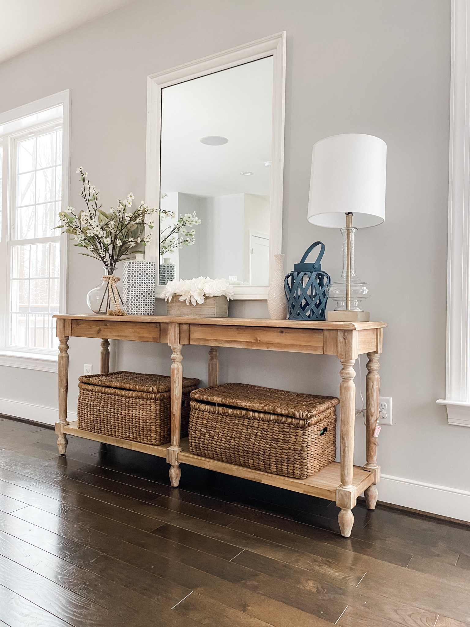 I always get lots of requests for this console table and lidded baskets that fit perfectly! 

Narrow console table, white wash console table, wood console table, coastal console table, world market console table, world market furniture, Amazon neutral decor, clear and gold lamp, large rectangle baskets with lids, baskets with lids, large woven baskets, large rattan baskets, pottery barn baskets, sofa table, behind the sofa table, long console table, foyer table, hallway table, living room table, family room table, toy storage, console table decor, coastal furniture, storage baskets, world market

#LTKU #LTKhome #LTKFind